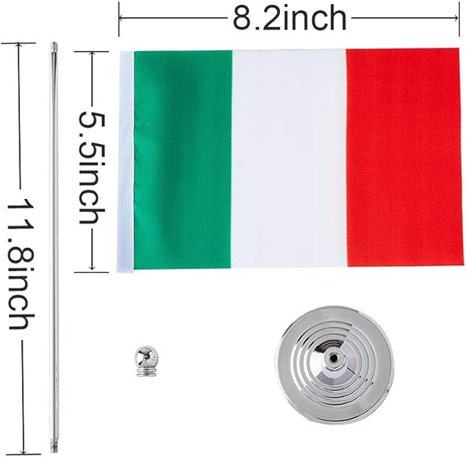 Italy Flag Italian Flags, Small Mini Italian Desk Flag, Used for Table Office Classroom Home Patriotic Events Decorations