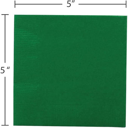 JAM PAPER Small Beverage Napkins - 5 x 5 - Green - 50/Pack