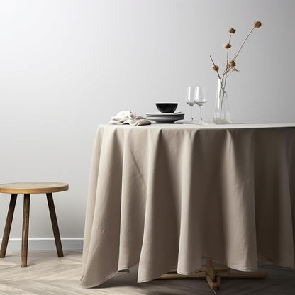 EVERLY 100% Pure Linen Round Tablecloths 70Inch Round Machine Washable Tablecloths for Thanksgiving,Decorative Halloween,Buffet Parties,Picnic,Events,Weddings and Restaurants-Natural Linen