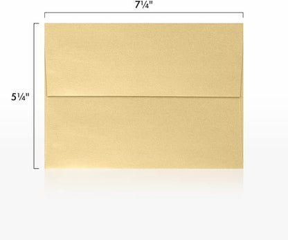 LUXPaper A7 Invitation Envelopes | Peel & Press | 5 1/4" x 7 1/4" | Blonde Metallic | 80lb. Text | 500 Qty