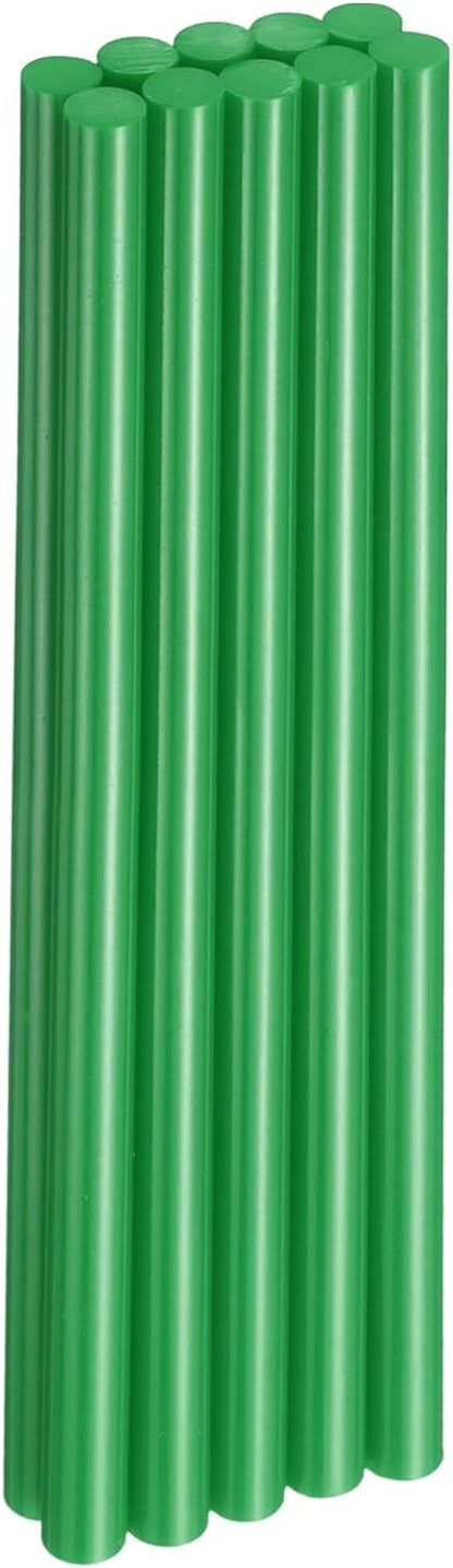 HARFINGTON 10pcs Hot Glue Sticks 0.43" Dia x 9.84" Long EVA Mini Hot Melt Adhesive Glue Stick for Hot Melt Gun Wood Plastic Glass Flowers Fabrics Foam, Deep Green