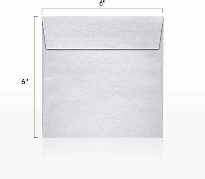 LUXPaper Square Invitation Envelopes | Peel & Press | 6" x 6" | Silver Metallic | 80lb. Text | 50 Qty