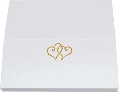 Linked Hearts Place Cards, Gold (Choose Color), Set of 60, Pre-cut and Scored - Wedding, Party, Dinner, and Special Events - Made in the USA