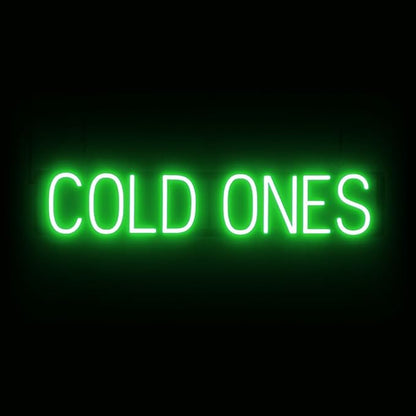 SpellBrite COLD ONES Sign | Beer-Related Sign with Neon Look, Green LED Light Source | 33.5" x 6.3"