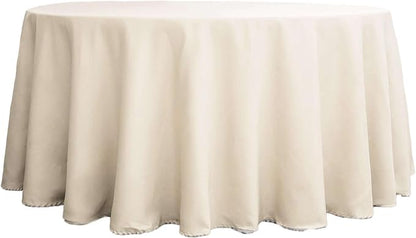 Efavormart Round Tablecloth, 120 Inch Stain & Wrinkle Resistant Washable Table Cloth, Decorative Polyester Fabric Table Cover for Banquet, Wedding, Dining - Beige