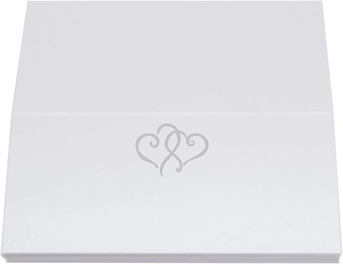 Linked Hearts Place Cards, Silver (Choose Color), Set of 25, Pre-cut and Scored - Wedding, Party, Dinner, and Special Events - Made in the USA