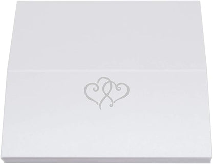 Linked Hearts Place Cards, Silver (Choose Color), Set of 25, Pre-cut and Scored - Wedding, Party, Dinner, and Special Events - Made in the USA