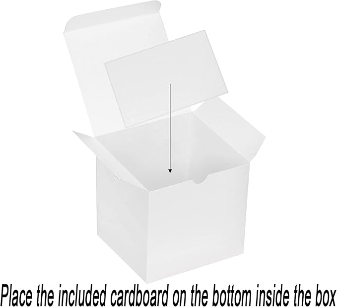 Xxcxpark 48 PCS White Gift Boxes 4x4x4 inches, Decorative Party Favor Gift Packaging Box with Lid for DIY Crafting, Cube, Cupcake, Kraft Present Boxes for Birthday, Wedding, Anniversary