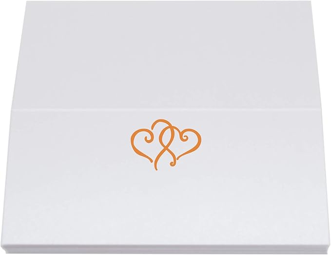 Linked Hearts Place Cards, Orange (Choose Color), Set of 60, Pre-cut and Scored - Wedding, Party, Dinner, and Special Events - Made in the USA