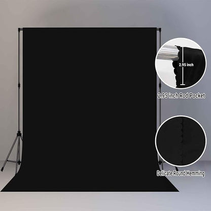 8x10FT Black Screen Backdrops Solid Photo Backdrops Photography Background for Meeting Wall, Party, Videos