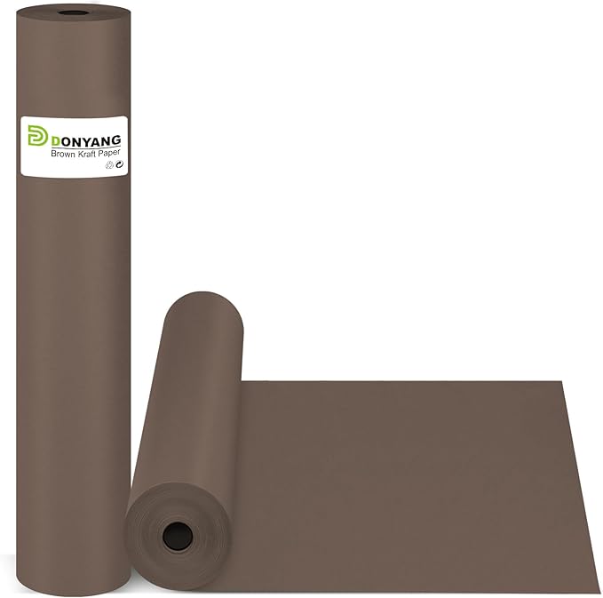 Chocolate Brown Wrapping Paper, 15"x450" Solid Color Dark Brown Art Craft Easel Bulletin Board Decorative Kraft Paper Roll, Birthday Father's Day Bouquet Flower Gift Wrap for Men Husband Dad Boys