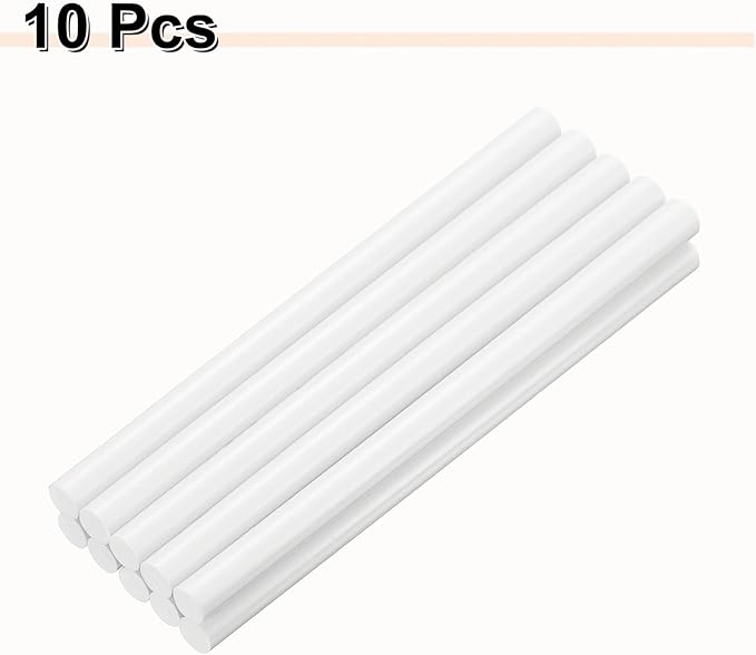 HARFINGTON 10pcs Hot Glue Sticks 0.43" Dia x 7.87" Long EVA Mini Hot Melt Adhesive Glue Stick for Hot Melt Gun Wood Plastic Glass Flowers Fabrics Foam, White