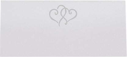 Linked Hearts Place Cards, Silver (Choose Color), Set of 25, Pre-cut and Scored - Wedding, Party, Dinner, and Special Events - Made in the USA