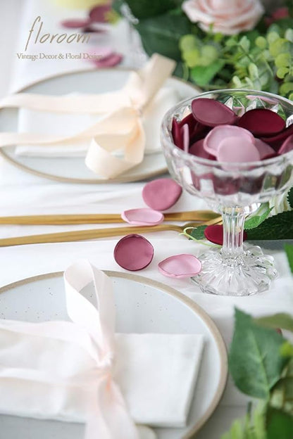 Floroom 300pcs Rose Petals Burgundy Maroon Mauve Faux Silk Flower Petals for Wedding Flower Girl Basket Aisle Scatter Table Centerpieces Party Confetti Bridal Shower Romantic Night Decoration