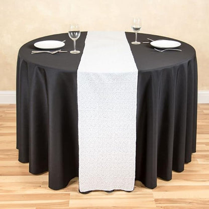 LTC LINENS 2 Pack 108 Inch Round Tablecloth Black - Great for 48 Inch Round Table Floor Length - Wrinkle Resistant Polyester Fabric Cloth for Wedding