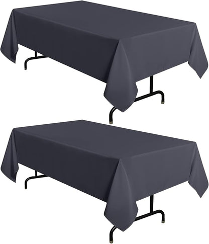 sancua 2 Pack Dark Grey Tablecloth 60 x 102 Inch, Rectangle 6 Feet Table Cloth - Stain and Wrinkle Resistant Washable Polyester Table Cover for Dining Tables, Buffet Parties and Camping