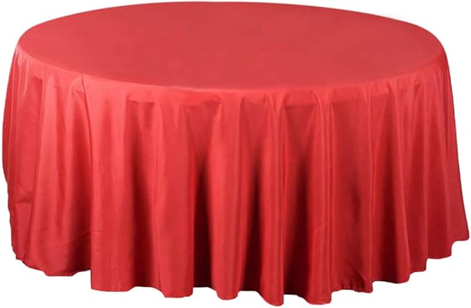 Efavormart Round Tablecloth, 108 Inch Stain & Wrinkle Resistant Washable Table Cloth, Decorative Polyester Fabric Table Cover for Banquet, Wedding, Dining- Red