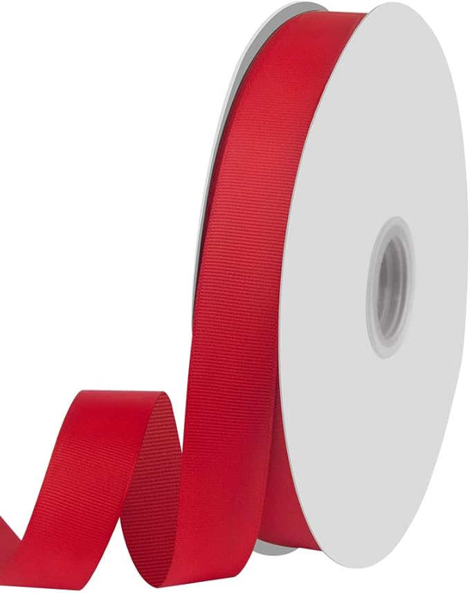 1" X 100 Yards Red Grosgrain Ribbon, Premium Grosgrain Ribbon for Sewing, Gift Wrapping, Bow Making, Wedding Decor, Wrapping and More (Red)