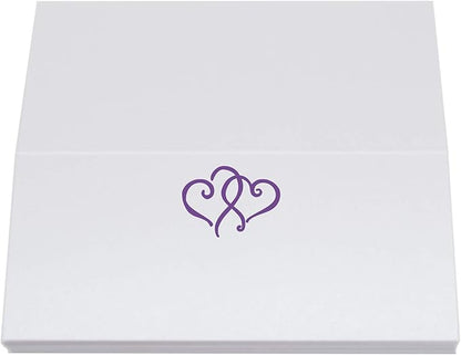 Linked Hearts Place Cards, Purple (Choose Color), Set of 25, Pre-cut and Scored - Wedding, Party, Dinner, and Special Events - Made in the USA