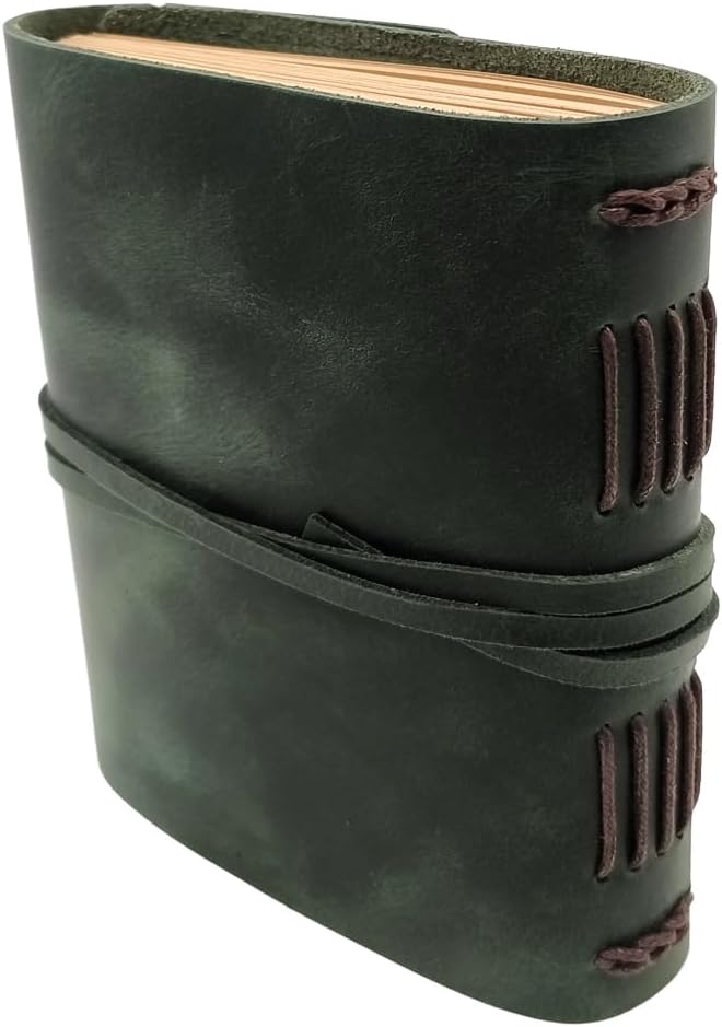 Green Notebook Journal - Nice Genuine Leather Journaling for write A5 Size Diary 6.2x8.5 Inch,Notepad For Women,Man,Vintage,Gifts,Work,Traveler,Personal, Dark Green
