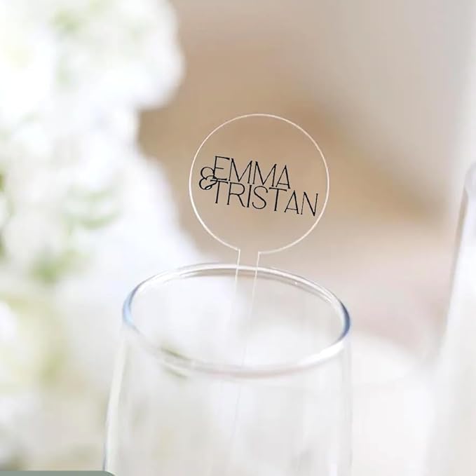 Personalized Wedding Drink Stirrers, Custom Anniversary Stir Swizzle Sticks, Cocktail Bar Last Name Wedding Decorations, Customized Cocktail Stirrers 3