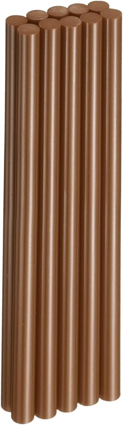 HARFINGTON 10pcs Hot Glue Sticks 0.43" Dia x 9.84" Long EVA Mini Hot Melt Adhesive Glue Stick for Hot Melt Gun Wood Plastic Glass Flowers Fabrics Foam, Brown