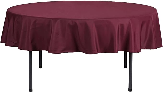 Efavormart Round Tablecloth, 70 Inch Stain & Wrinkle Resistant Washable Table Cloth, Decorative Polyester Fabric Table Cover for Banquet, Wedding, Dining- Burgundy