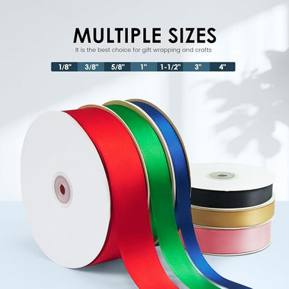 4 Inches x 25 Yards Polyester Satin Ribbon, Solid Color White Satin Ribbon for Crafts, Gift Wrapping, Hair Bows, Wedding Party Decoration, Bow Making (Black)