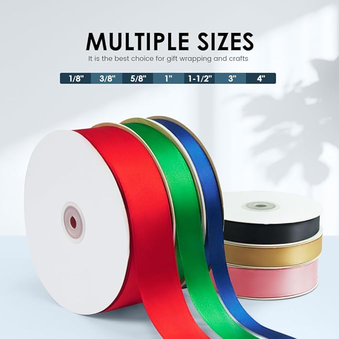 5/8" Wide x 100 Yards Single Face Polyester Satin Ribbon, Satin Ribbon for Crafts, Gift, Hair Bows, Wedding Party Decoration, Bow Making & Other Projects (Ivory)