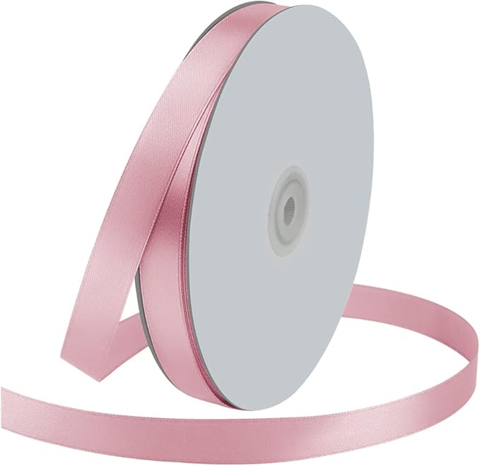 5/8" Wide x 100 Yards Single Face Polyester Satin Ribbon, Satin Ribbon for Crafts, Gift, Hair Bows, Wedding Party Decoration, Bow Making & Other Projects (Light Pink)