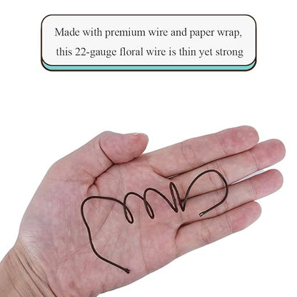 HAHIYO 20Gauge Brown Paper-Wrapped Metal Floral Wire 14 Inches(36cm), 70 Pack Flexible Paddle Wires Florist Wire Garden Wires for Craft Christmas Wreath Flower Arrangement Bouquet Wrapping Wedding DIY