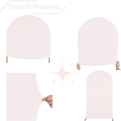 bricia Wedding Arch Backdrop Stand Cover, 7.2FT Double Sided Stretchy Arch Cover Fitted Wedding Birthday Party Banquet Decoration (Blush Pink 86.4''Lx48''W)