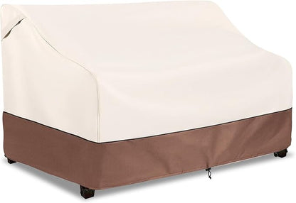 Okcool Heavy Duty Patio Sofa Cover, 100% Waterproof 2-Seater Outdoor Sofa Cover Fits up to 58W x 32.5D x 31H Inches, Lawn Patio Furniture Covers,Beige & Brown