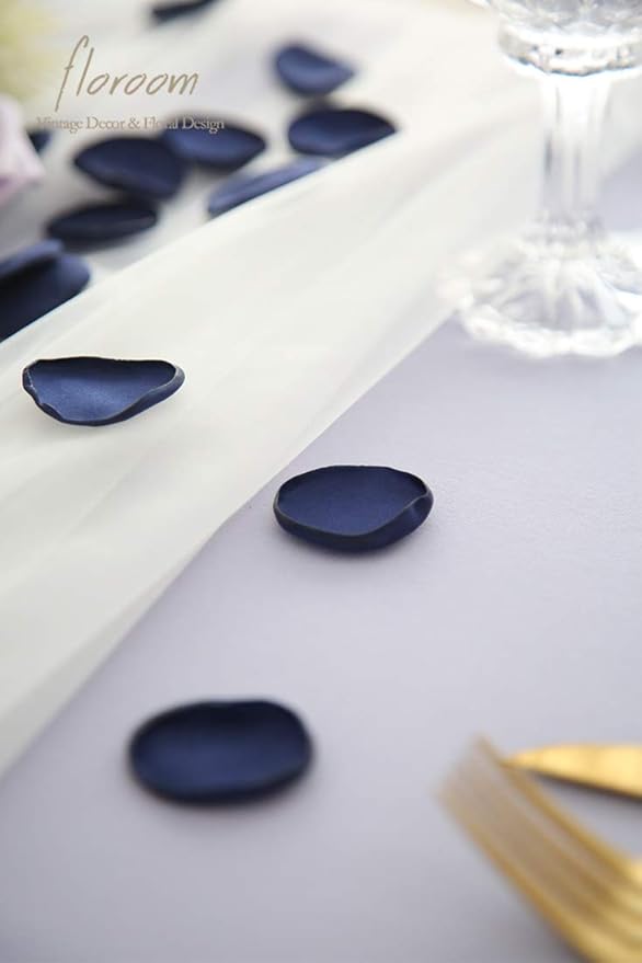 Floroom 500pcs Rose Petals Navy Blue Faux Silk Flower Petals for Wedding Flower Girl Basket Aisle Scatter Dinner Table Centerpieces Party Confetti Bridal Shower Romantic Night Decoration
