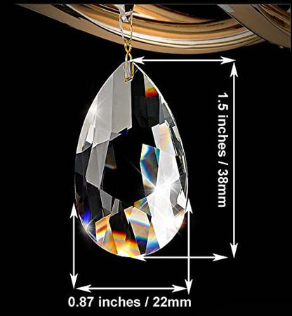Fushing 20Pcs Chandelier Crystals, Clear Teardrop Crystal Chandelier Pendants Parts Beads, Hanging Crystals for Chandeliers (38mm, Clear)