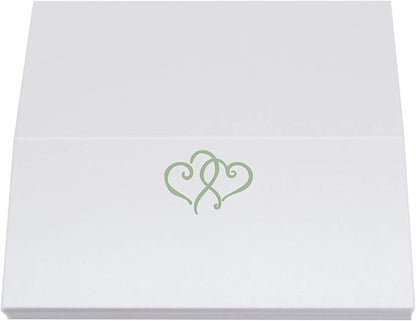 Linked Hearts Place Cards, Sage (Choose Color), Set of 60, Pre-cut and Scored - Wedding, Party, Dinner, and Special Events - Made in the USA