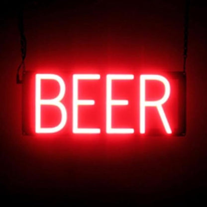 SpellBrite BEER Sign | Beer-Related Sign with Neon Look, Red LED Light Source | 15.7" x 6.3"