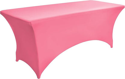 2-Pack 8ft Spandex Table Covers for Rectangle Folding Tables - Washable Elastic Tablecloth - Ultimate Fitted Table Protector for Birthday Parties, Trade Shows, Banquet