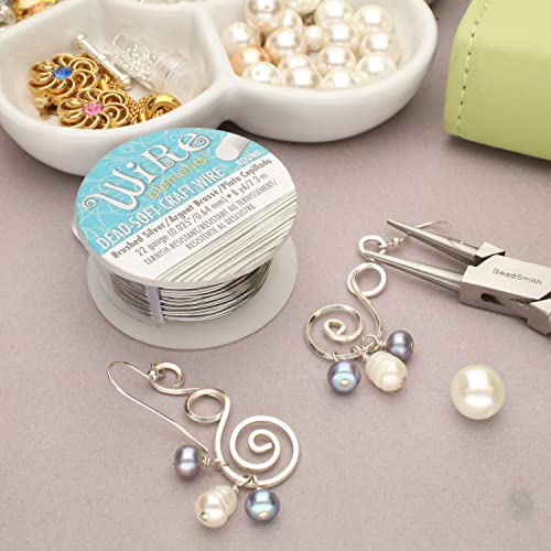 The Beadsmith Wire Elements Craft Wire – Tarnish Resistant, Soft Temper, Round, Brush Silver Color – 0.64mm, 22 Gauge, 8 Yard Spool – Jewelry Making, Wire Wrapping, Floral, & Other DIY Crafts