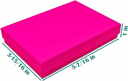 TheDisplayGuys - 25-Pack #53 Kraft Paper Cardboard Gift Boxes/Jewelry Cases w. Cotton Padding & Lid - Neon Fuchsia - (5.4" x 3.9" x 1.0")