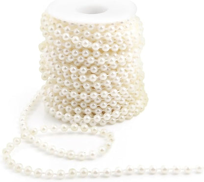 Pearls String Beads 33 Feet Crafts Faux Pearl Roll for Christmas Garland Flowers Wedding Party Jewelry Decoration(5mm Ivory)