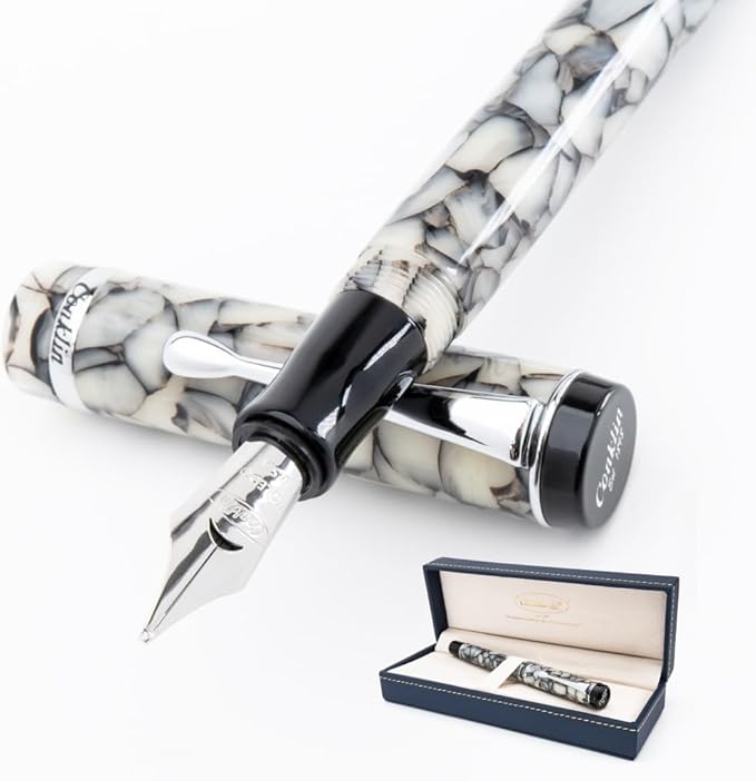 Conklin Duragraph Fountain Pen Cracked Ice - Extra Fine Nib, Precision Writing Instrument with Unique Design