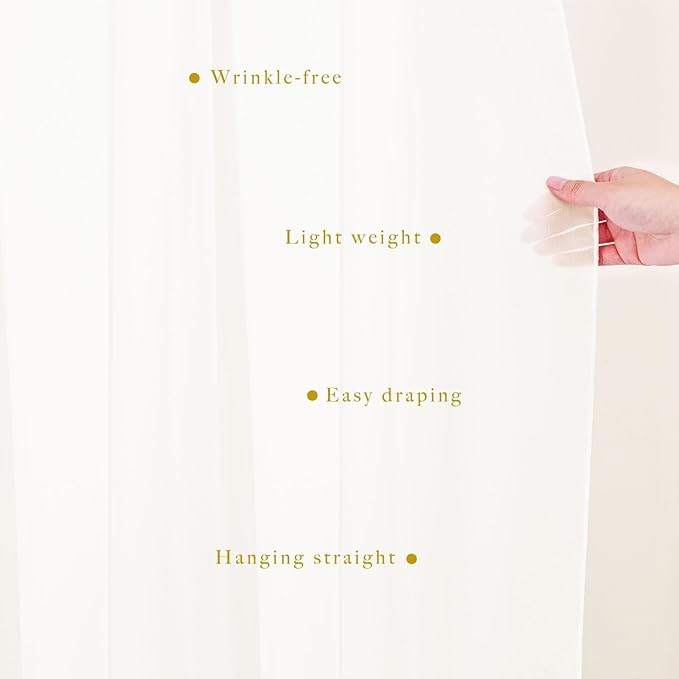Wedding Arch Draping Fabric 8 Panels 20Ft Length x 28" Width Ivory Arch Drapes Chiffon Fabric Sheer Curtains Backdrop for Party Bridal Ceremony Ceiling Decor Wedding Stage Reception Decorations