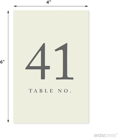 Andaz Press Ivory Wedding Table Numbers 41-60, 4x6-Inches Table Number Cards For Wedding Reception, Table Number For Seating Chart For Wedding Reception, Restaurant, Classroom, Boda
