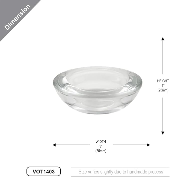 WGV Sturdy Tea Light Votive Candle Holder 3" W, Clear Heavy Thick Chubby Plate Bowl Glass, Small Accent Decor, 24 Pieces