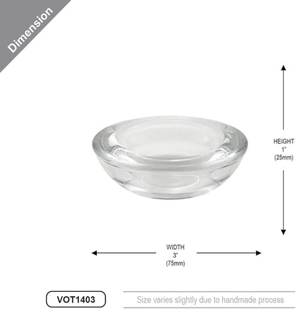 WGV Sturdy Tea Light Votive Candle Holder 3" W, Clear Heavy Thick Chubby Plate Bowl Glass, Small Accent Decor, 6 Pieces