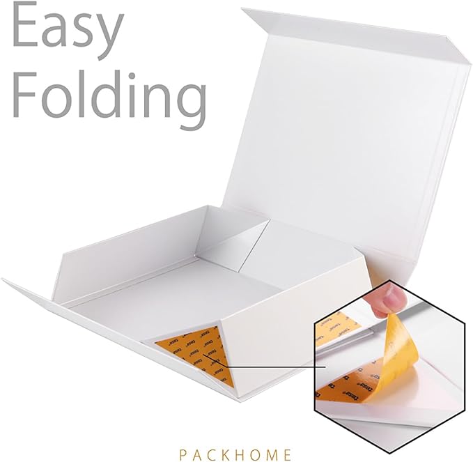PACKHOME 6 Large Gift Boxes 13.5x10x3.5 Inches, Sturdy Shirt Boxes with Magnetic Lids for Multiple Occasions (Glossy White)