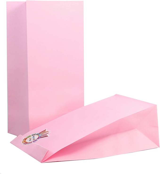 Oletx 30-Pack Pink Party Favor Paper Bags for Birthday,Treat,Goodie, Candy, Paper Lunch Bags, Babyshower,Valentine's Day,Mother's Day