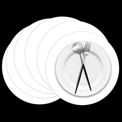50 Pieces White Paper Place Mats White Round Disposable Table Mats Decorative Placemats for Wedding Bridal Shower Black Birthday Party Dining Decor