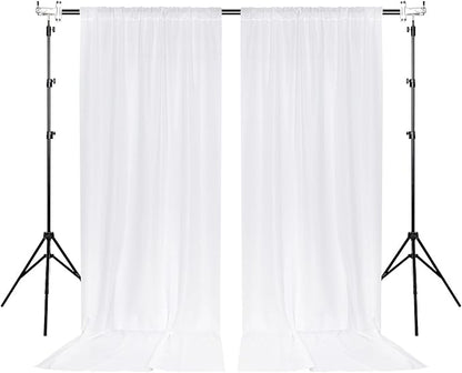 White Backdrop Curtain for Wedding Decor Holiday Party - White Wedding Backdrop Polyester Photography Backdrop Drapes Baby Shower Birthday Privacy Sliding Curtains Home Decor, 5ft x 8ft, 2 Panels